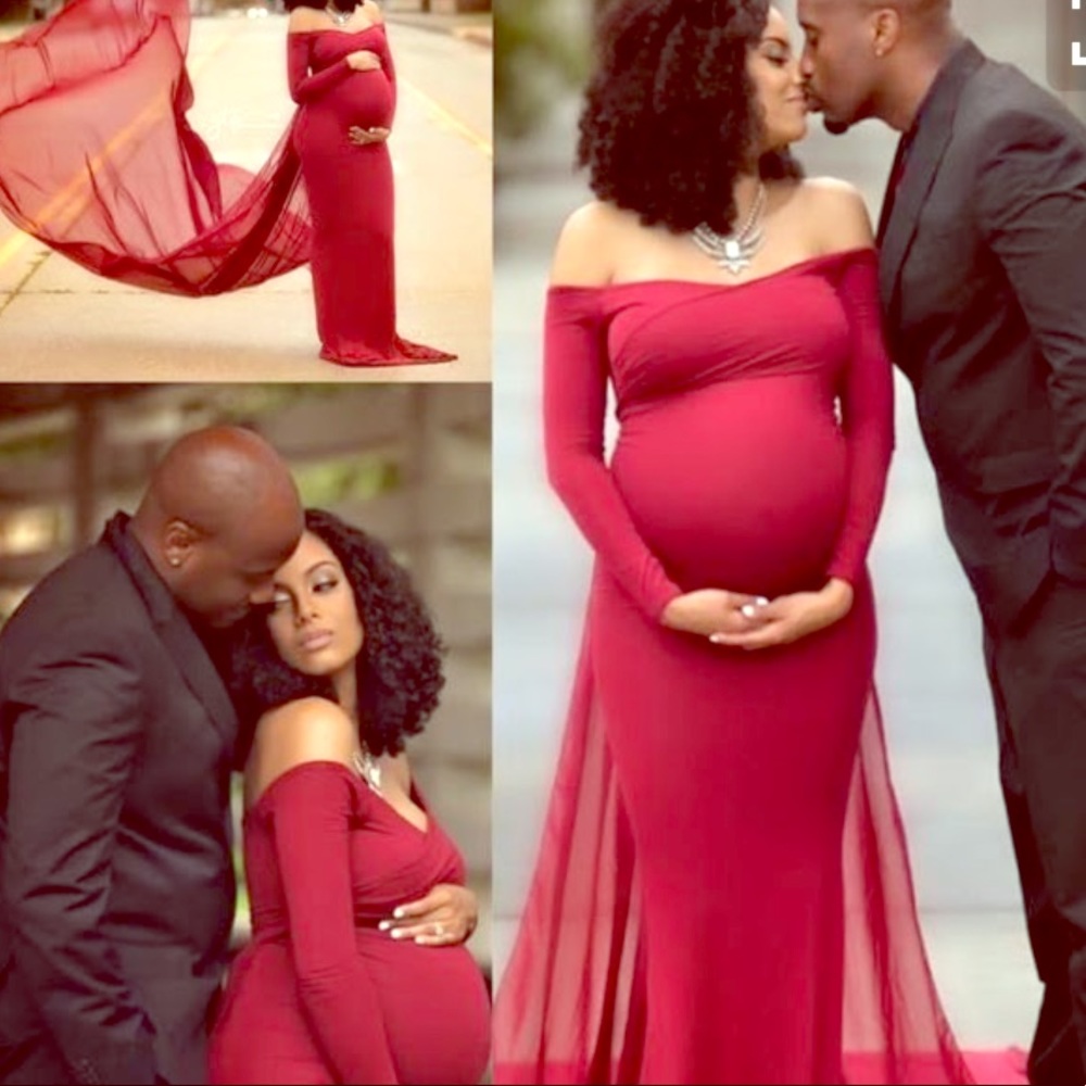 Wine Red Maternity Gown